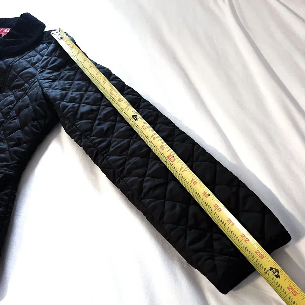 Boden Black Diamond Quilted Jacket with Corduroy Trim Size 6